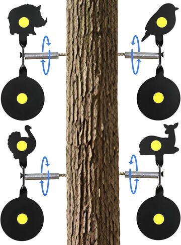 4-Pack Spinner Shooting Target, Auto Reset Steel BB Gun Target, Fun Animal Silhouette, Portable Easy Setup Durable for .177 .20 Caliber Airguns Pellet Gun - Outdoor Shooting Practice for Backyard in Kuwait