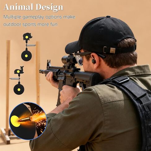 4-Pack Spinner Shooting Target, Auto Reset Steel BB Gun Target, Fun Animal Silhouette, Portable Easy Setup Durable for .177 .20 Caliber Airguns Pellet Gun - Outdoor Shooting Practice for Backyard in Kuwait