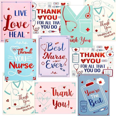 24 Pack Thank You Card for Nurses Healthcare Workers Foil Embossed Medical Appreciation Cards Nurses Week Graduation Thank You Note Card in Kuwait