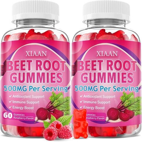 Beet Root Gummies for Women & Men, Beetroot Supplement Beet Chews with Vitamins Grape Seed for Antioxidant Supoort & Immune Health, Sugar-Free/Vegan/Organic,Raspberry Flavor 60 Count in Saudi Arabia