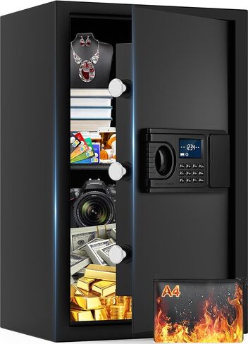 3.2 Cuft Home Safes Water and Fireproof ، مربع آمن لأمن المنزل الرقمي مع لوحة المفاتيح الرقمية ، ومفاتيح الاحتياط ونظام الإنذار ، وآمنة مقاومة للحريق لأموال الوثيقة المنزلية. in Kuwait