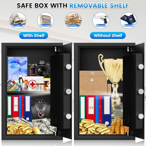3.2 Cuft Home Safes Water and Fireproof ، مربع آمن لأمن المنزل الرقمي مع لوحة المفاتيح الرقمية ، ومفاتيح الاحتياط ونظام الإنذار ، وآمنة مقاومة للحريق لأموال الوثيقة المنزلية. in Kuwait