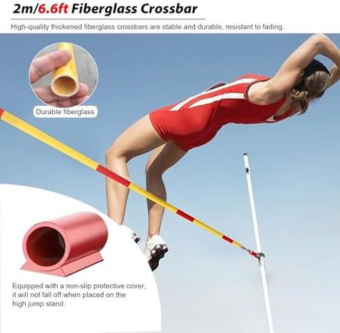 Lightweight Track and Field High Jump Standards, 6.6ft Training High Jump Cross Bars Fiberglass, Metal Jumping Training Equipment in Kuwait