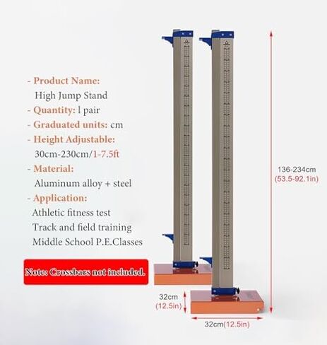 High Jump Standards Stand Tester, Moveable Track and Field Equipment High Jump, Middle/High School Competition Training High Jump Posts in Kuwait