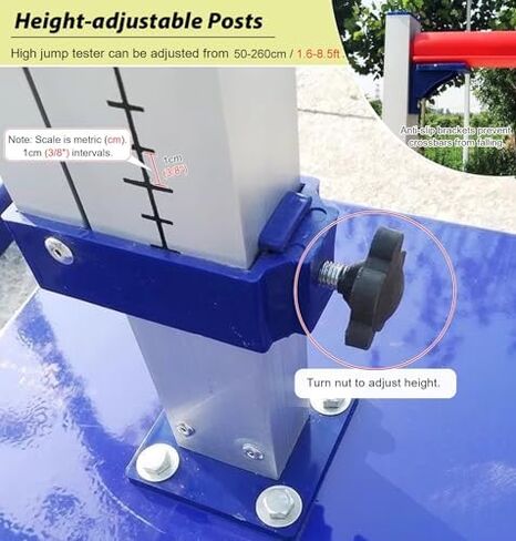 A Pair High School High Jump Standards,Jumping Training Equipment for Track and Field, Moveable Aluminum Posts w/Centimeter Scale in Kuwait