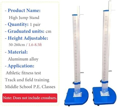 A Pair High School High Jump Standards,Jumping Training Equipment for Track and Field, Moveable Aluminum Posts w/Centimeter Scale in Kuwait