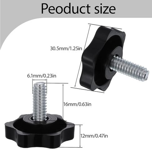 4PCS 1/4-20 Black Star Knobs, Star Hand Knob Thumb Screw Knobs with Bolts Threaded Knurled Thumb Nuts Grip Screw Plastic Hex Shaped Clamping Knob Handle for Lawn Mower, Umbrella Base in Saudi Arabia