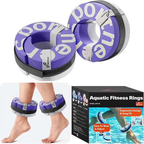 Foam Aquatic Cuffs Exercise Equipment: Sportneer Water Aerobics Float Ring with Detachable Velcro Pool Exercise Workout Set Water Ankle Buoyancy Ring Arm Belts for Swimming Pool Fitness Training in Kuwait