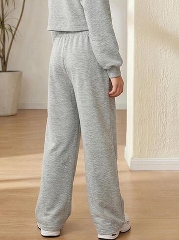 Girls Bowknot Baggy Sweatpants Teen Trendy Wide Leg Sweat Pants Elastic Waist Loose Jogger Casual Kids for 8-12Y in Kuwait