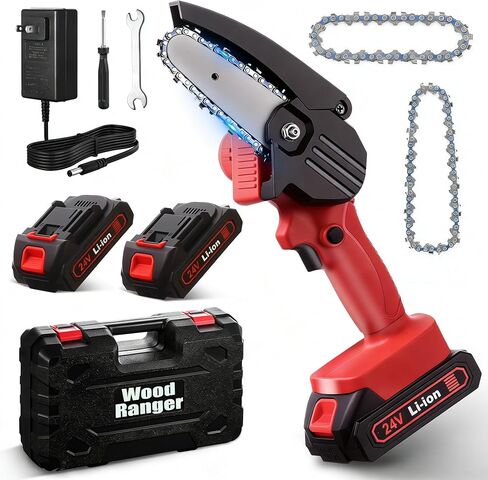 Wood Ranger Mini Chainsaw ، Electric 4 Inhor Mini Chainsaw ، سلسلة كهربائية محمولة من اللاسلكي ، منشار للفناء ، المنزل والحديقة ، قطع الخشب ، تشذيب الأشجار (2Battery & 2chain) in Kuwait
