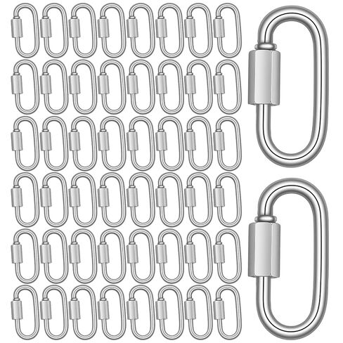50 PCS M6 Quick Link Chain Connector, 1/4" Galvanized Chain Locking Carabiner Clips 620lbs Heavy Duty Link Connector for Connecting Hammock, Swings Shade Sails and Bird Toys in Kuwait