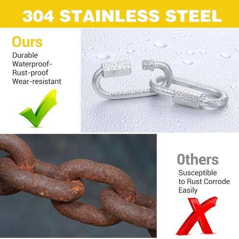 50 PCS M6 Quick Link Chain Connector, 1/4" Galvanized Chain Locking Carabiner Clips 620lbs Heavy Duty Link Connector for Connecting Hammock, Swings Shade Sails and Bird Toys in Kuwait