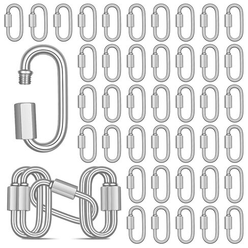 50 PCS M6 Quick Link Chain Connector, 1/4" Galvanized Chain Locking Carabiner Clips 620lbs Heavy Duty Link Connector for Connecting Hammock, Swings Shade Sails and Bird Toys in Kuwait