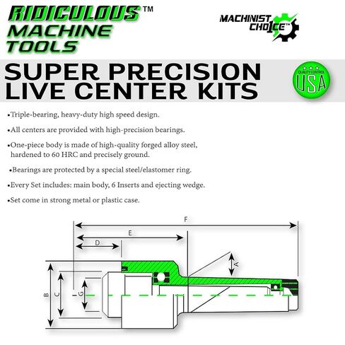 5MT Super Precision Live Center Kits (0.0004) T.I.R. Machinist Choice in Kuwait