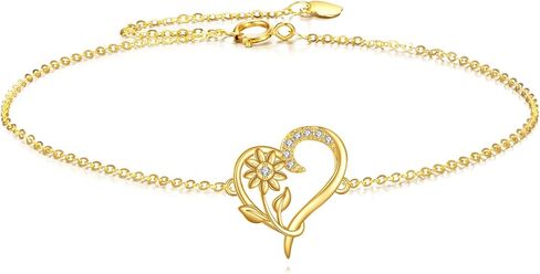 Dovran 14K سوار الذهب الصلب ديزي للنساء الحقيقي صفراء زهرة سوار المجوهرات الصيف هدايا عيد ميلاد للزوجة أمي in Kuwait