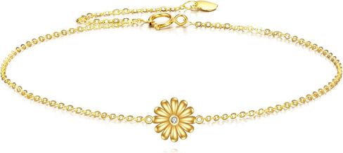 Dovran 14K سوار الذهب الصلب ديزي للنساء الحقيقي صفراء زهرة سوار المجوهرات الصيف هدايا عيد ميلاد للزوجة أمي in Kuwait