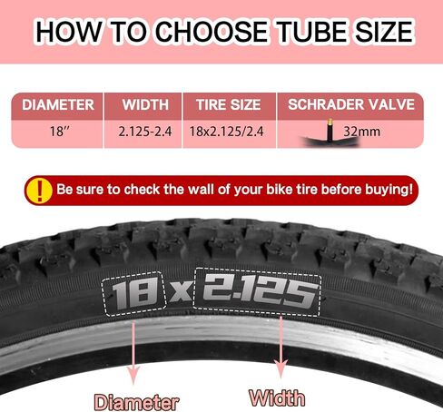 (2 Pack) 18x2.125/2.40 Bike Tubes 18 inch Off-Road Bicycle Inner Tube in Saudi Arabia