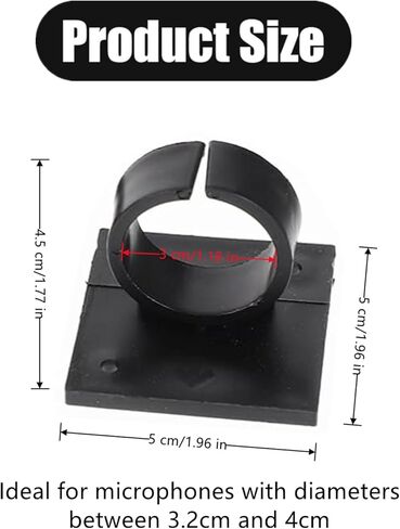4 PCS Microphone Clips Universal Microphone Holders Microphone Bracket Clips Microphone Stand Hooks Microphone Wall Mount with Square Adhesive Backing for Home, Office, Hotel, Karaoke(Black) in Kuwait