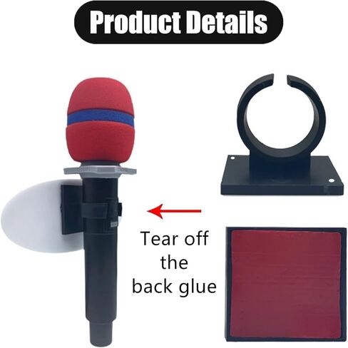 4 PCS Microphone Clips Universal Microphone Holders Microphone Bracket Clips Microphone Stand Hooks Microphone Wall Mount with Square Adhesive Backing for Home, Office, Hotel, Karaoke(Black) in Kuwait