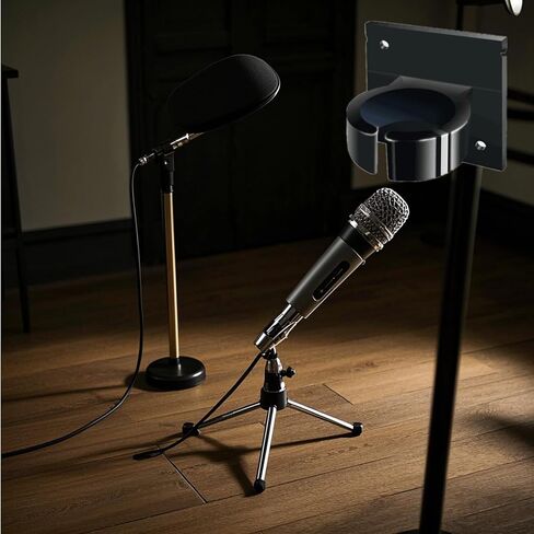 4 PCS Microphone Clips Universal Microphone Holders Microphone Bracket Clips Microphone Stand Hooks Microphone Wall Mount with Square Adhesive Backing for Home, Office, Hotel, Karaoke(Black) in Kuwait