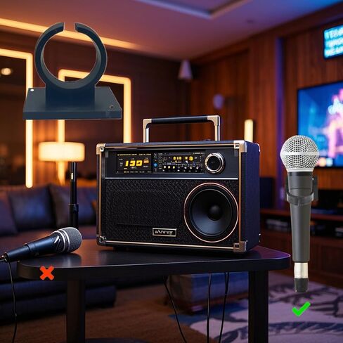 4 PCS Microphone Clips Universal Microphone Holders Microphone Bracket Clips Microphone Stand Hooks Microphone Wall Mount with Square Adhesive Backing for Home, Office, Hotel, Karaoke(Black) in Kuwait