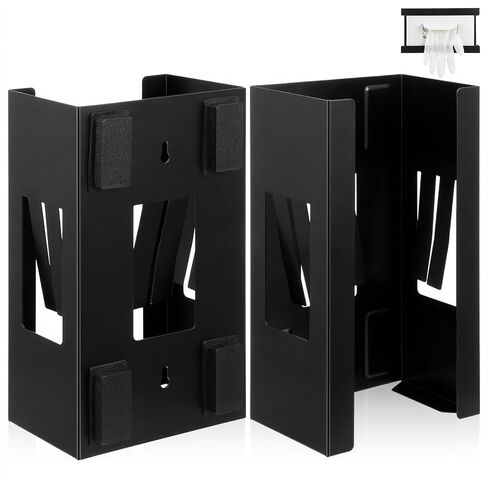 2 Pcs Magnetic Glove Dispenser, Wall Mount Boxes Holder Metal Glove Rack Organizer for Towels Wipes Paper Tissue, 5.9x10x3.7 Inch, Black in Saudi Arabia