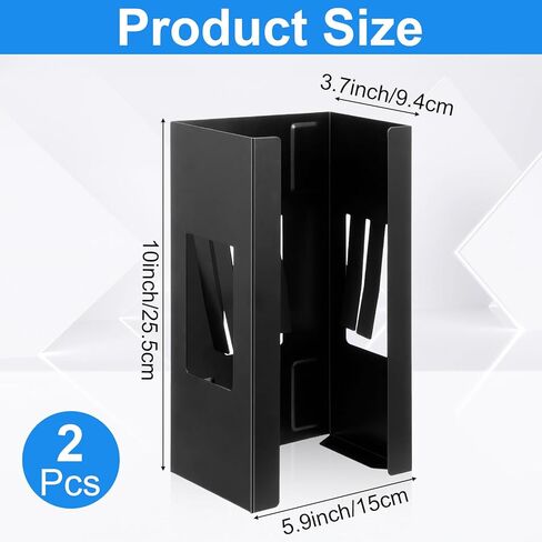 2 Pcs Magnetic Glove Dispenser, Wall Mount Boxes Holder Metal Glove Rack Organizer for Towels Wipes Paper Tissue, 5.9x10x3.7 Inch, Black in Saudi Arabia