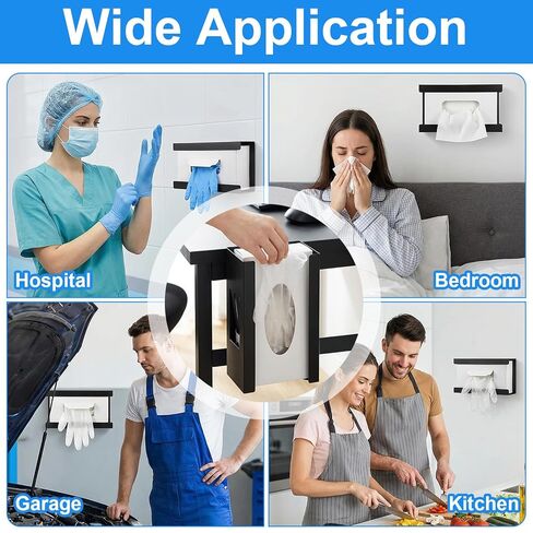 2 Pcs Magnetic Glove Dispenser, Wall Mount Boxes Holder Metal Glove Rack Organizer for Towels Wipes Paper Tissue, 5.9x10x3.7 Inch, Black in Saudi Arabia