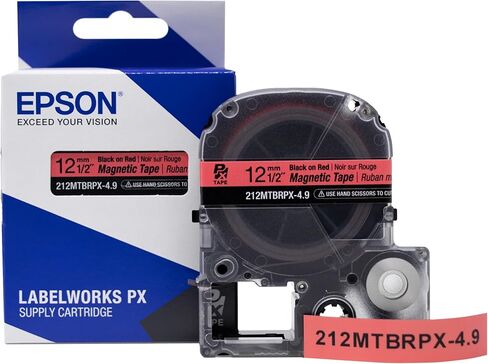 خرطوشة شريط مغناطيسي LABELWORKS 212MTBWPX-4.9 - شريط صانع ملصقات مغناطيسي أسود على أبيض - عرض 1/2 بوصة (12 مم)، 4.9 قدم، أبيض in Saudi Arabia