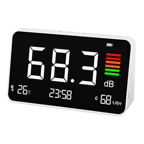 مقياس ديسيبل ومقياس مستوى الصوت مع الرطوبة ودرجة الحرارة، عداد 3 في 1 ديسيبل، قارئ LCD ديسيبل، مقياس ديسيبل الضوضاء، يعمل ببطارية قابلة لإعادة الشحن، للفصول الدراسية والمكتب in Saudi Arabia