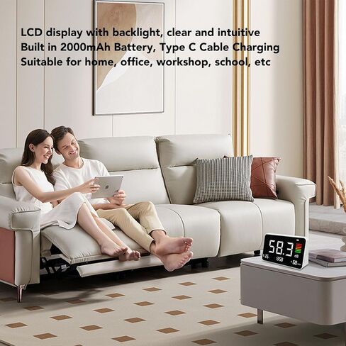 مقياس ديسيبل ومقياس مستوى الصوت مع الرطوبة ودرجة الحرارة، عداد 3 في 1 ديسيبل، قارئ LCD ديسيبل، مقياس ديسيبل الضوضاء، يعمل ببطارية قابلة لإعادة الشحن، للفصول الدراسية والمكتب in Saudi Arabia