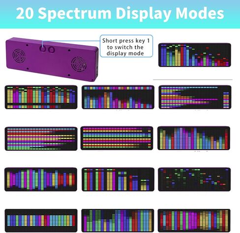 Diyeeni Music Spectrum Display, 16x24 384 RGB LED Display, 20 Dynamic & 7 Color Effects - Precise Sound Level Meter for Musicians and Audio Enthusiasts, Support Audible Cable Control in Saudi Arabia