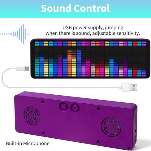 Diyeeni Music Spectrum Display, 16x24 384 RGB LED Display, 20 Dynamic & 7 Color Effects - Precise Sound Level Meter for Musicians and Audio Enthusiasts, Support Audible Cable Control in Saudi Arabia