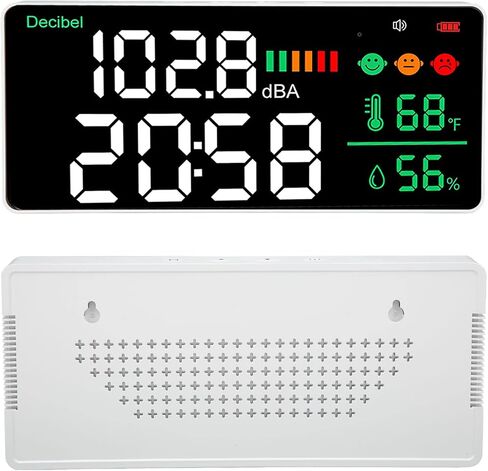 Diydeg ديسيبل متر قارئ مستوى الصوت، 4 في 1 11 بوصة شاشة LED كبيرة مثبتة على الحائط قارئ ديسيبل الضوضاء، مقياس الرطوبة لدرجة الحرارة الضوضاء للمنزل استوديو مصنع الفصول الدراسية in Saudi Arabia
