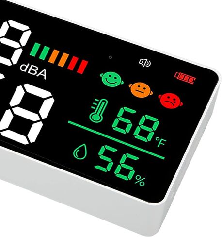 Diydeg ديسيبل متر قارئ مستوى الصوت، 4 في 1 11 بوصة شاشة LED كبيرة مثبتة على الحائط قارئ ديسيبل الضوضاء، مقياس الرطوبة لدرجة الحرارة الضوضاء للمنزل استوديو مصنع الفصول الدراسية in Saudi Arabia