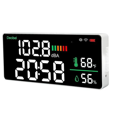 4 in 1 LED Decibel Meter, 2.4G WiFi Wall Mounted 11 Inch Meter, Sound & Noise Meters Temperature Humidity Time Display Level for Tuya Large Inch Display, Thermometer, in Saudi Arabia