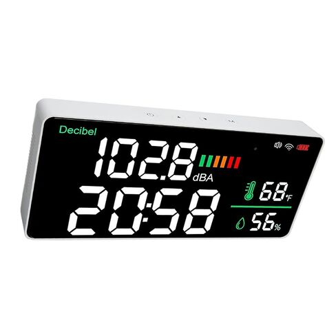 4 in 1 LED Decibel Meter, 2.4G WiFi Wall Mounted 11 Inch Meter, Sound & Noise Meters Temperature Humidity Time Display Level for Tuya Large Inch Display, Thermometer, in Saudi Arabia