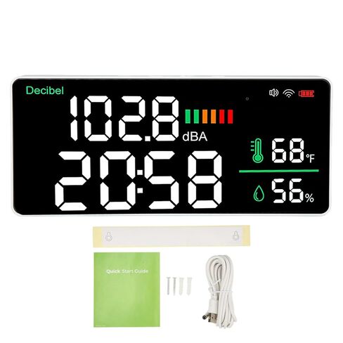 4 in 1 LED Decibel Meter, 2.4G WiFi Wall Mounted 11 Inch Meter, Sound & Noise Meters Temperature Humidity Time Display Level for Tuya Large Inch Display, Thermometer, in Saudi Arabia