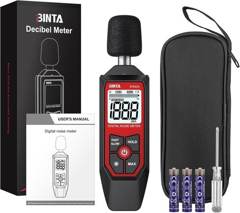 جهاز قياس ديسيبل BTNTA، جهاز قياس مستوى الصوت الرقمي 30-130 ديسيبل A-وزن، جهاز اختبار SPL محمول مع شاشة LCD بإضاءة خلفية، قارئ ديسيبل الضوضاء الحد الأقصى لبيانات إيقاف تشغيل الصوت لجيران مصنع المكاتب المنزلية in Kuwait