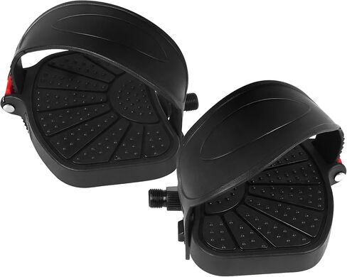 Nezylaf Exercise Bicycle Pedals - 9/16" & 1/2" Spindle, Bike Pedals with Adjustable Straps for Peloton/Schwinn/Spin Bikes, Non-Slip Rubber & Toe Clips in Kuwait