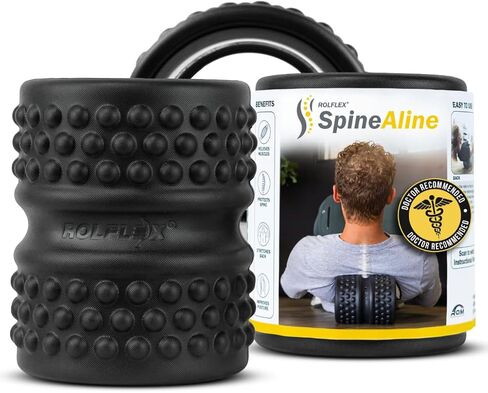 Rolflex SpineAline Back Roller – Muscle Rollers Deep Tissue Spine Alignment Tool – Ergonomic Spine, Neck and Back Massage Rollers – Durable & Portable Massage Roller – Supports Up to 300 lbs – Black in Kuwait