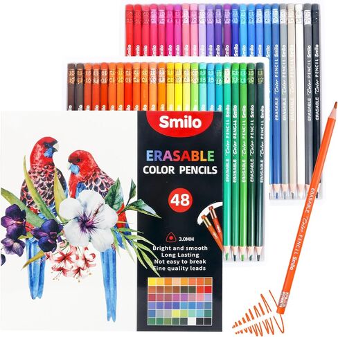 24 Count Erasable Colored Pencils,Color Pencil with Erasers for Drawing, Coloring, School & Art - Adults & Kids Friendly in Kuwait