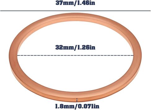 ECSiNG 10 قطعة غسالات حلقية نحاسية 37 مم OD 32 مم ID 1.8 مم سميكة لقم الثقب مع خيط UNC 1-1/4 بوصة in Saudi Arabia