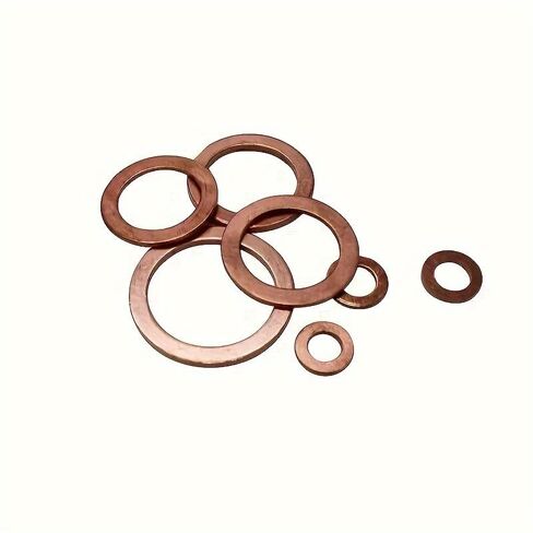 100PCS Copper Washer Sealing Gasket nut and Bolt Set Flat Ring Sealing Series kit with box/M5/M6//M8/M10/M12/M14 for Fuel Tank Plug, Copper in Saudi Arabia