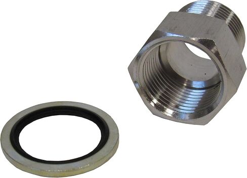 محول من الفولاذ المقاوم للصدأ، 3/4 بوصة NPT أنثى إلى 3/4 بوصة BSPP ذكر مع غسالة مانعة للتسرب - 304 SS، أقصى ضغط 3700 رطل لكل بوصة مربعة، مثالي لتطبيقات الهواء والماء in Kuwait