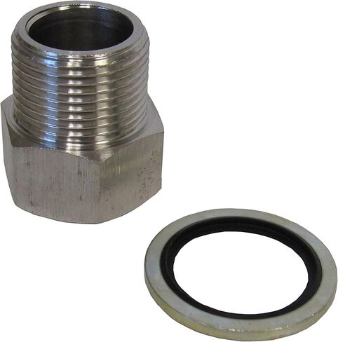 محول من الفولاذ المقاوم للصدأ، 3/4 بوصة NPT أنثى إلى 3/4 بوصة BSPP ذكر مع غسالة مانعة للتسرب - 304 SS، أقصى ضغط 3700 رطل لكل بوصة مربعة، مثالي لتطبيقات الهواء والماء in Kuwait