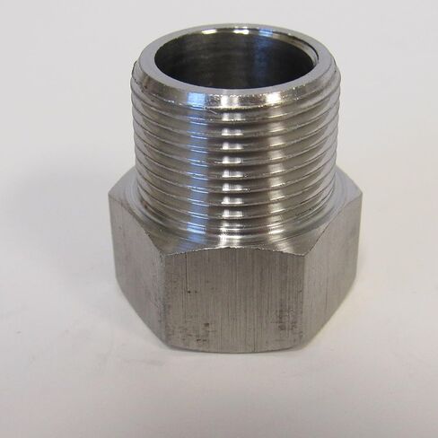 محول من الفولاذ المقاوم للصدأ، 3/4 بوصة NPT أنثى إلى 3/4 بوصة BSPP ذكر مع غسالة مانعة للتسرب - 304 SS، أقصى ضغط 3700 رطل لكل بوصة مربعة، مثالي لتطبيقات الهواء والماء in Kuwait