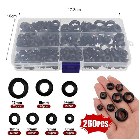 260PCS / Box Double-Sided Rubber Sealing Washer O-Shape Waterproof Gaskets 7 Size M8-M11 M14-M17 in Saudi Arabia