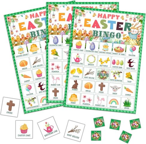 He is Risen Bingo Game, Easter Bible Party Bingo Cards for Adults Family, Spring Resurrection Party Decorations Supplies, Spring Themed Birthday Favors for 24 Players, 18 in Saudi Arabia