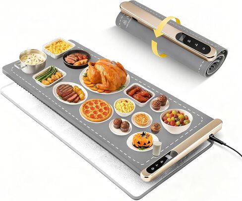 بساط تدفئة الطعام من الجرافين مقاس كبير جدًا 43 بوصة × 16 بوصة مع وسادة عازلة للسطح، صينية تدفئة كهربائية بقدرة 560 وات للبوفيه، جهاز تسخين الطعام للحفلات والتجمعات، 6 مستويات حرارة و6 مؤقت، رمادي ذهبي in Kuwait